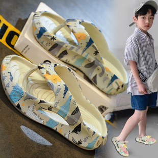 踩屎感儿童拖鞋夏外穿防滑软底中大童男孩凉拖夹脚防臭男童人字拖