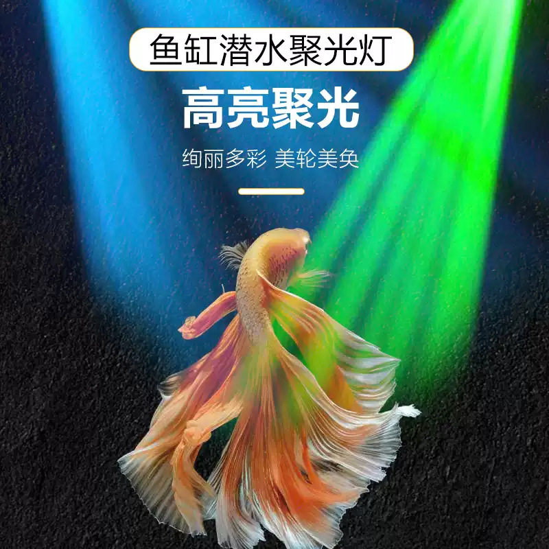 鱼缸灯1W夜灯led射灯防止龙鱼掉眼夜明珠遥控七彩变色舞台潜水灯