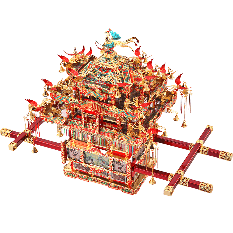 鎏金凤冠3d立体拼图手工金属模型