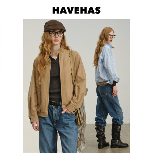 HAVEHAS长期主义 亚麻棉老钱知识分子工装夹克正反两穿通勤外套