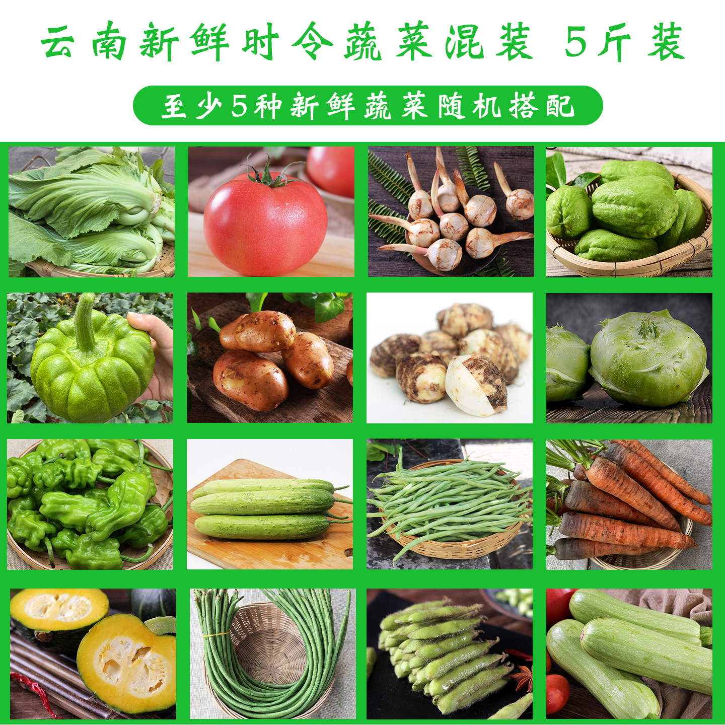 云南新鲜时令蔬菜5斤组合混装图片