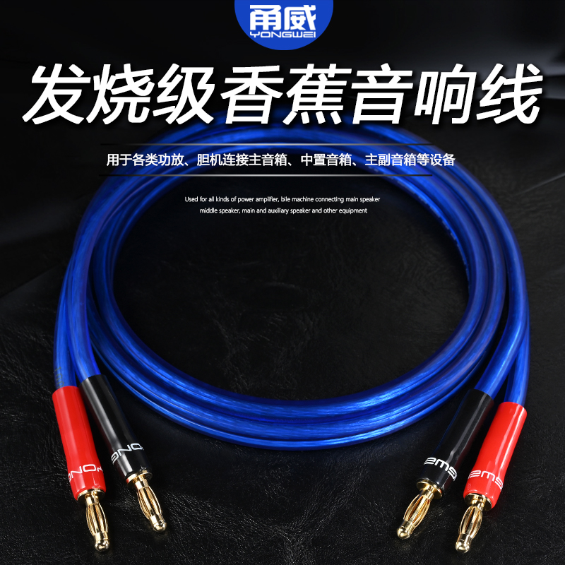 发烧级铜hifi针Y插香蕉头音箱音响喇叭线 功放环绕专用连接音频线