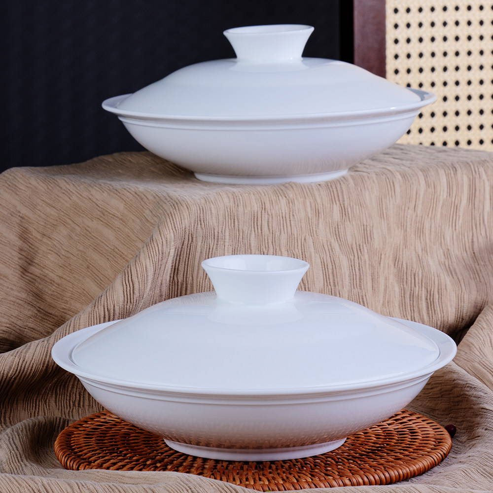 景德镇盘子家用和合器汤盘高白瓷釉下彩带盖子深盘圆形菜盘碟子,餐饮具,盘,淘宝优惠券,粉丝福利购,淘宝优惠卷