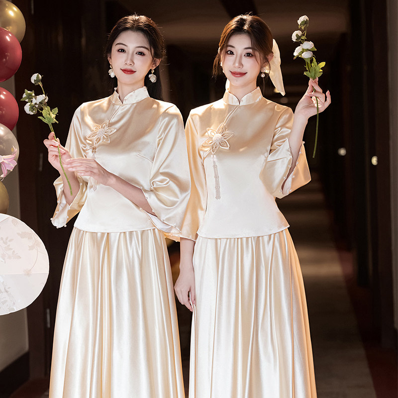 中式伴娘服2026新款中国风旗袍婚礼姐妹裙伴娘团显瘦秀禾晚礼服女