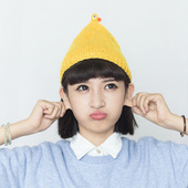 The Beard Man手工针织秋冬天蓝色黄色创意小鸭尖顶男女毛线帽子