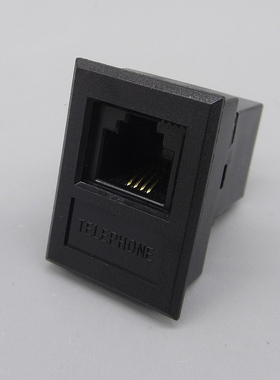黑色电话直通模块带支架 CAT3语音电话线插座 RJ11双通头直插模块