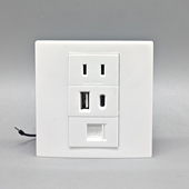 86型二孔10A电源插座TYPE USB充电5V2.1A六类网络插座CAT6面板