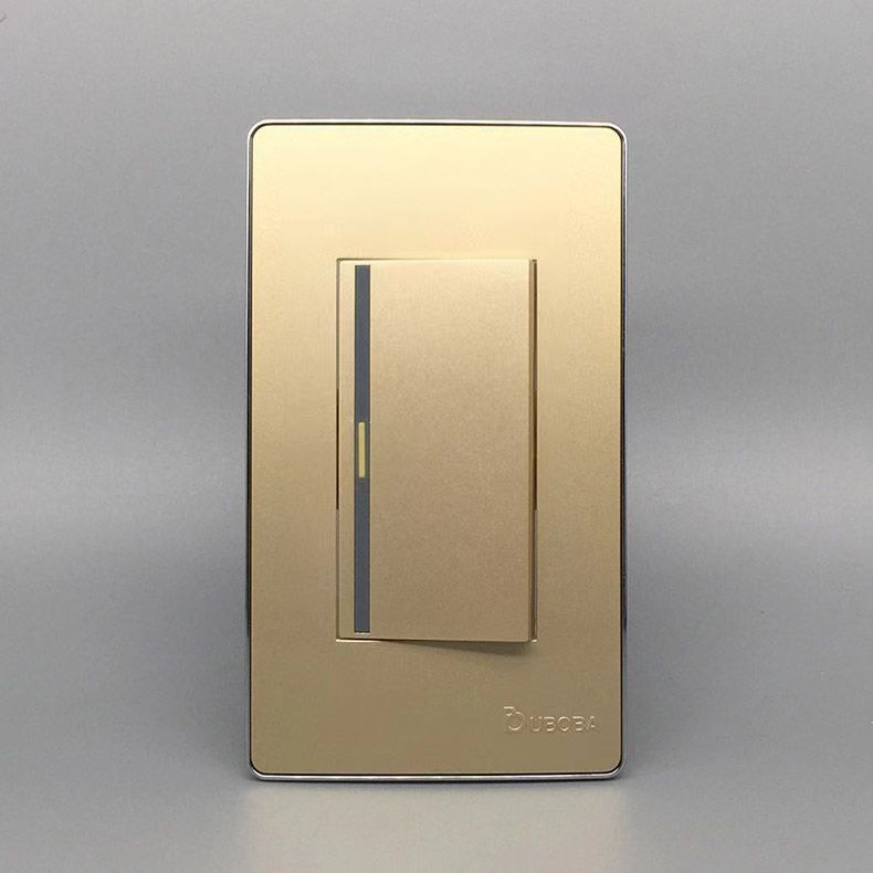 香槟金120型一开双控开关墙壁电源开关占三位大子电源灯开关面板