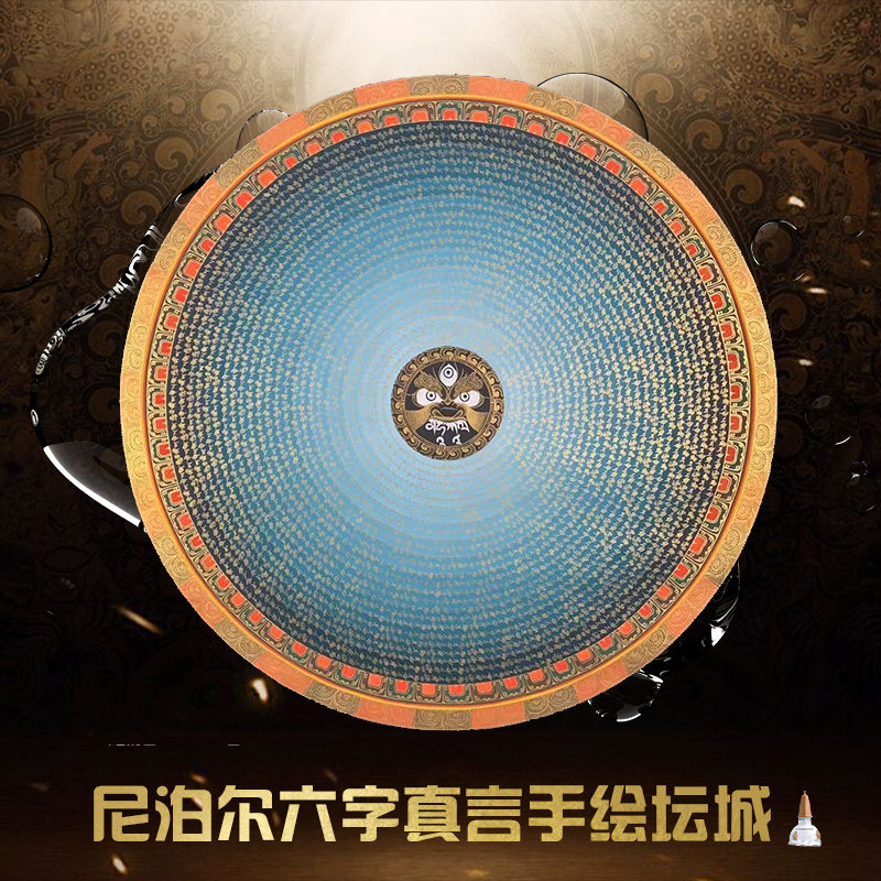 唐卡西藏手绘尼泊尔六字真言坛城矿物质颜料布本客厅玄镇宅挂画