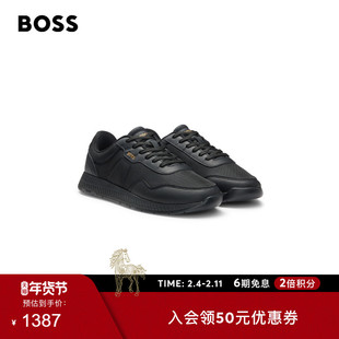 【情人节礼物】BOSS博斯 男士秋款纹理鞋面低帮运动鞋TTNM