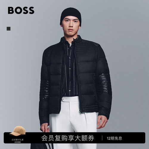 BOSS博斯 男士混合绗缝机车风夹棉夹克棉服