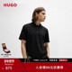 100%棉 HUGO雨果 男士 堆叠徽标装 饰双面棉质Polo衫