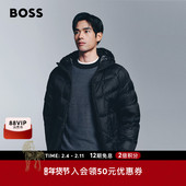 鹅绒填充 BOSS博斯 男士 冬款 绗缝设计连帽羽绒服
