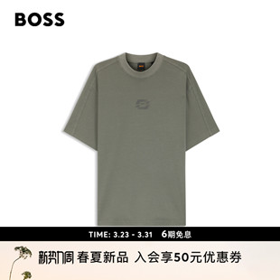 男士 26年夏季 徽标艺术图案棉质双面布 恤 新款 BOSS博斯