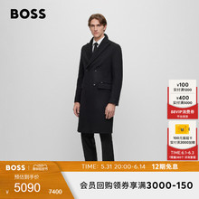 BOSS男士 90%羊毛 羊毛羊绒混纺质感双排扣毛呢大衣外套 HUGO