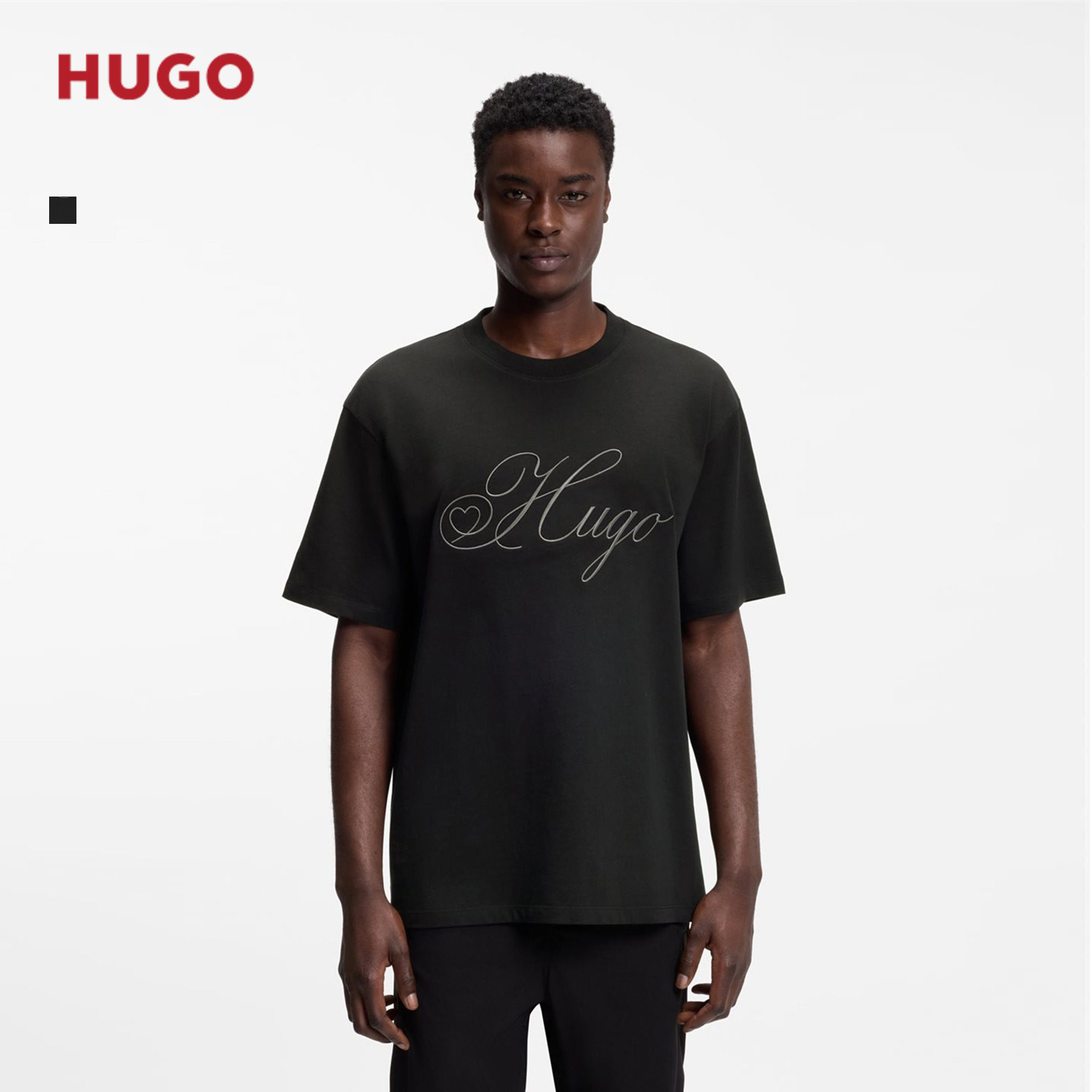 【100%棉】HUGO雨果 男士26年春季新款刺绣徽标棉质平纹布T恤