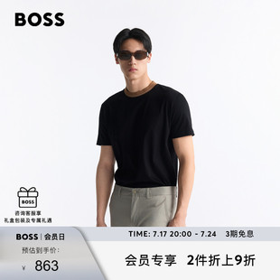 2025年夏季 BOSS雨果博斯男士 新款 丝光棉修身 恤 丝光棉