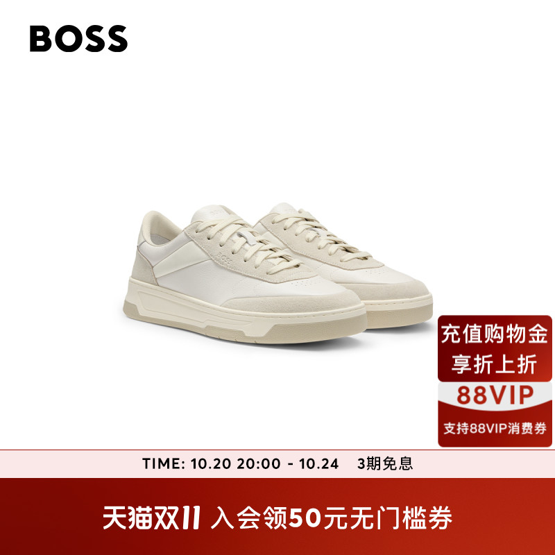 混合皮革鞋面低帮运动鞋