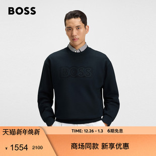 2025秋款 男士 BOSS博斯 徽标艺术风棉质毛圈布卫衣 100%棉