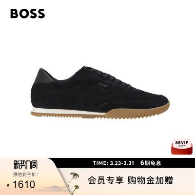 【礼物】BOSS博斯 男士皮革材质低帮运动鞋
