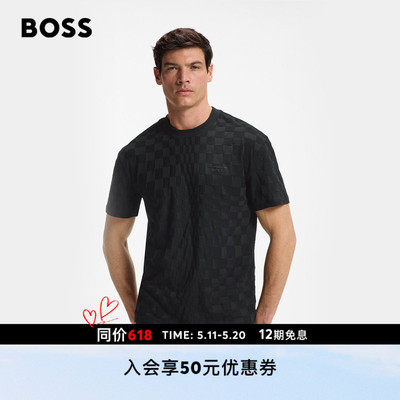【100%棉保时捷联名】BOSS博斯 男士26年夏季新款棉质四向弹力T恤