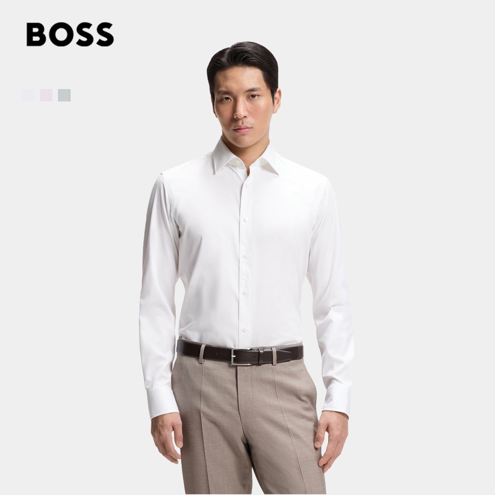 【正装衬衫 礼物】BOSS博斯 男士26年秋季新款弹力棉常规长袖衬衫