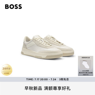 面低幫運(yùn)動鞋 HUGO 混合皮革鞋 新款 BOSS雨果博斯男士 2025年秋季