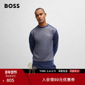 BOSS博斯 男士 提花纹理棉质混纺圆领休闲卫衣