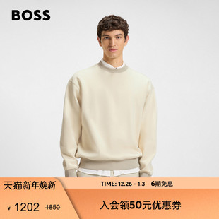 男士 BOSS博斯 25秋季 新款 型卫衣 棉质混纺宽松版 廓形圆领卫衣