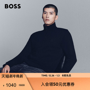 100%棉 新款 BOSS博斯 25年秋季 棉质毛巾布拉链领卫衣 男士