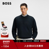 100%棉 BOSS博斯 男士 秋款 徽标艺术风棉质毛圈布卫衣