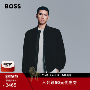 【绒面羊皮】BOSS博斯 男士复古风飞行员皮夹克皮衣