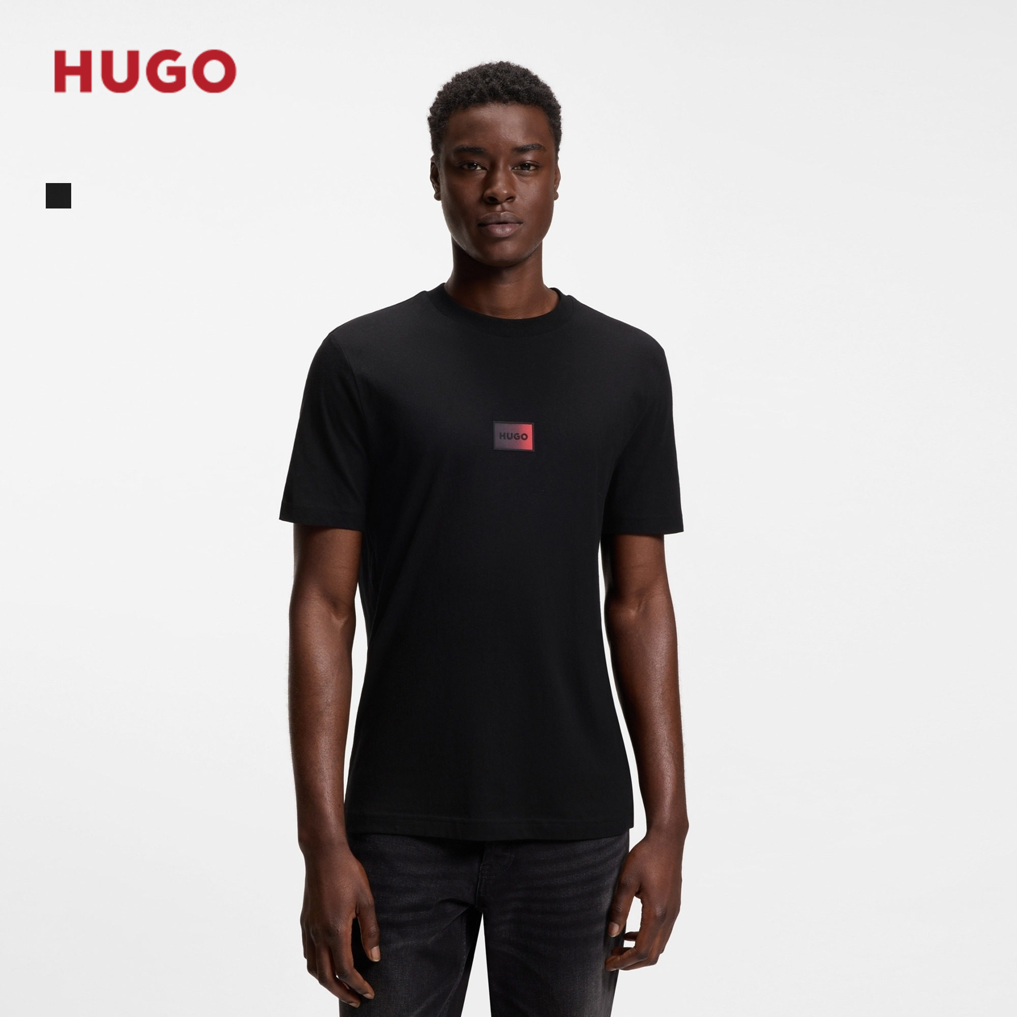 【100%棉】HUGO雨果 男士26年春季新款渐变徽标标签装饰棉质T恤