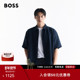 100%亚麻 BOSS博斯 男士 宽松版 型亚麻衬衫