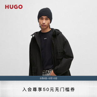 BOSS男士 HUGO 2024春夏堆叠风徽标休闲派克夹克 防泼水夹克