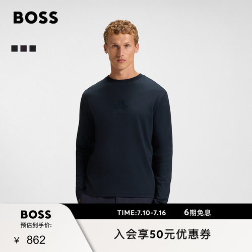 【100%棉】BOSS博斯 高尔夫风艺术图案棉质双面布T恤