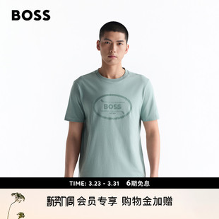 男士 BOSS博斯 高尔夫徽标棉质平纹T恤 100%棉