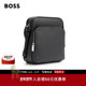 经典 款 BOSS博斯 男士 压印徽标皮革记者包