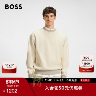 【廓形圆领卫衣】BOSS博斯 男士秋冬款棉质混纺宽松版型卫衣