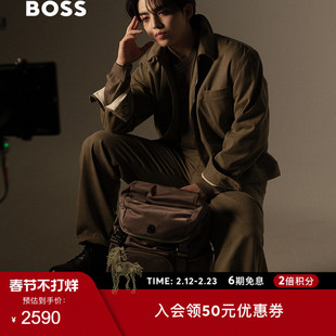 【S·COUPS 崔胜澈同款】BOSS博斯 男士冬季双B铰链徽标双肩包