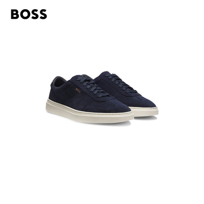 【情人节礼物】BOSS博斯 男士26年春季新款皮革饰边低帮运动鞋
