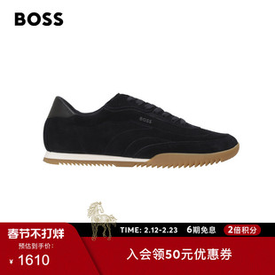 【情人节礼物】BOSS博斯 男士秋冬款皮革材质低帮运动鞋