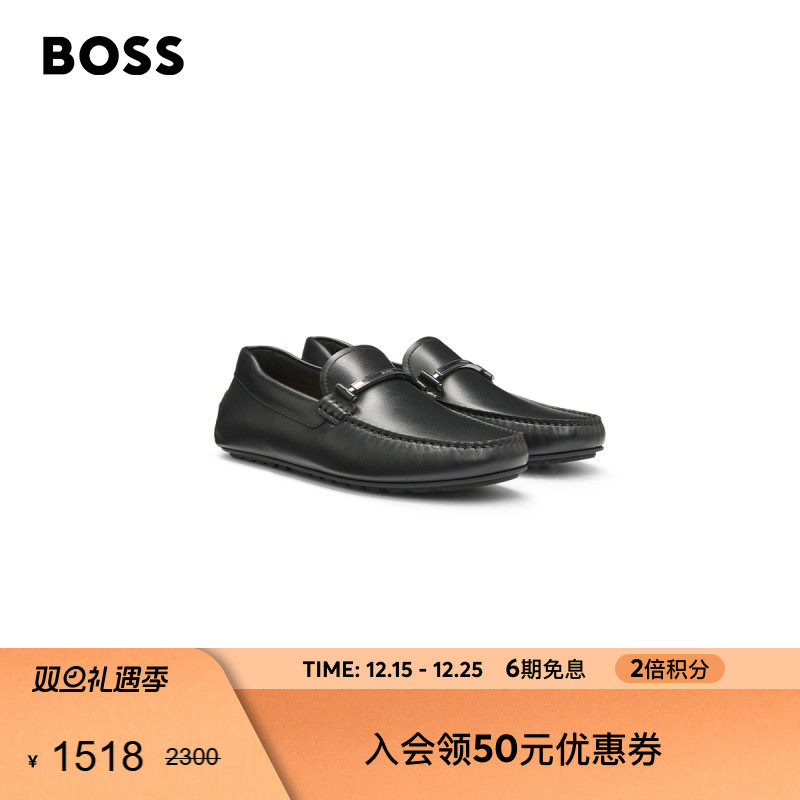 【乐福鞋】BOSS博斯 男士25秋款品牌标识皮革乐福鞋莫卡辛驾车鞋