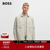 褶皱面料轻盈填充宽松版 型外套衬衫 BOSS博斯 男士 长袖 衬衫