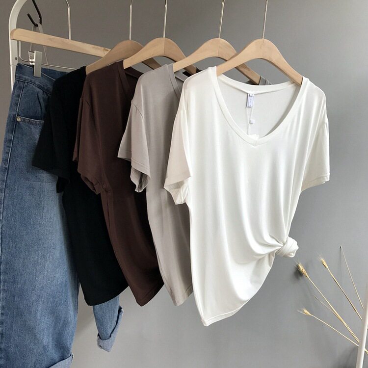 2019 summer new pattern the republic of korea Women's wear Solid Short sleeved modal Primer 857in the Women's clothing/Boutique , T-shirt  category - from Buy2taobao.com to provide professional Taobao agent buy service