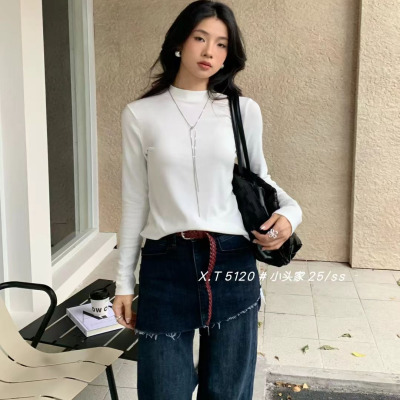 XT5120羊绒棉小立领长袖打底衫女