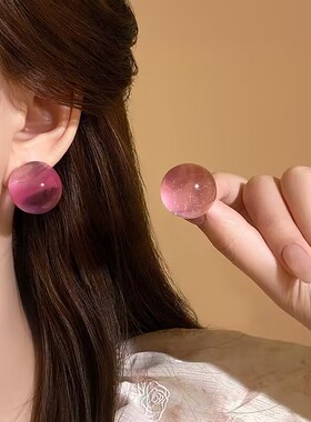 多巴胺糖果透明泡泡耳钉高级感