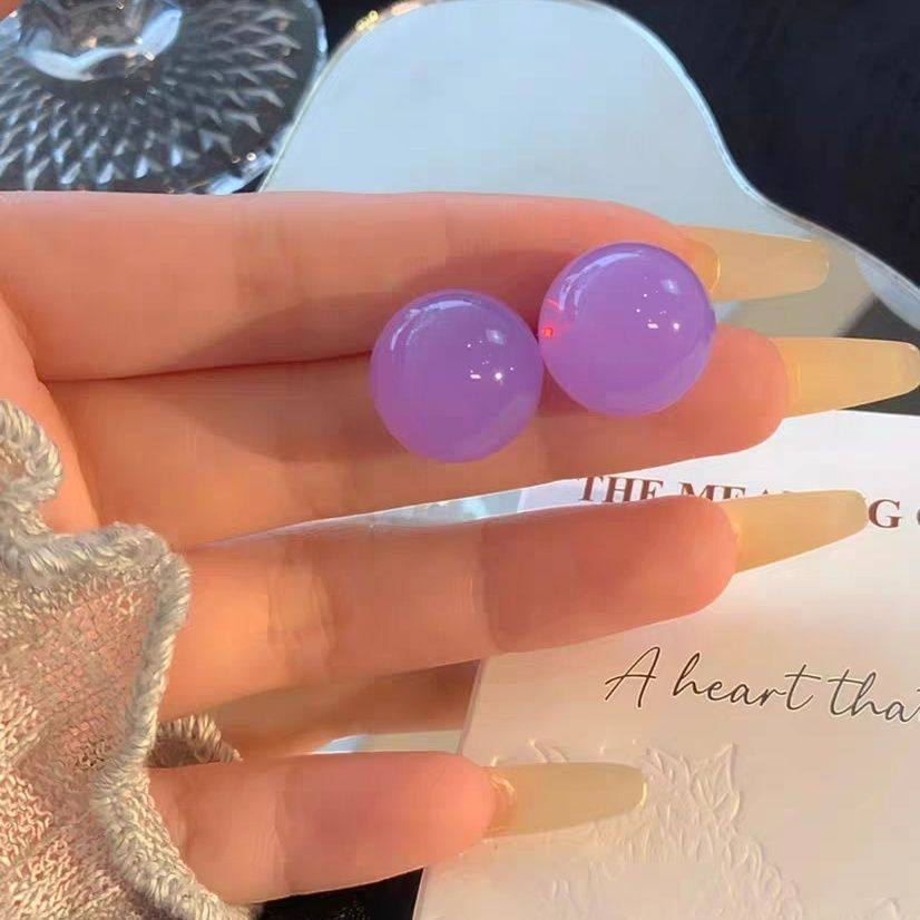 一颗葡萄！超仙果冻紫色珠珠耳钉小众设计感百搭显白法式球球耳夹,饰品/流行首饰/时尚饰品新,耳钉,淘宝优惠券,粉丝福利购,淘宝优惠卷