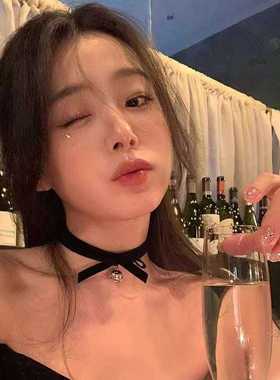 性感礼服小铃铛红色气质颈链丝绒