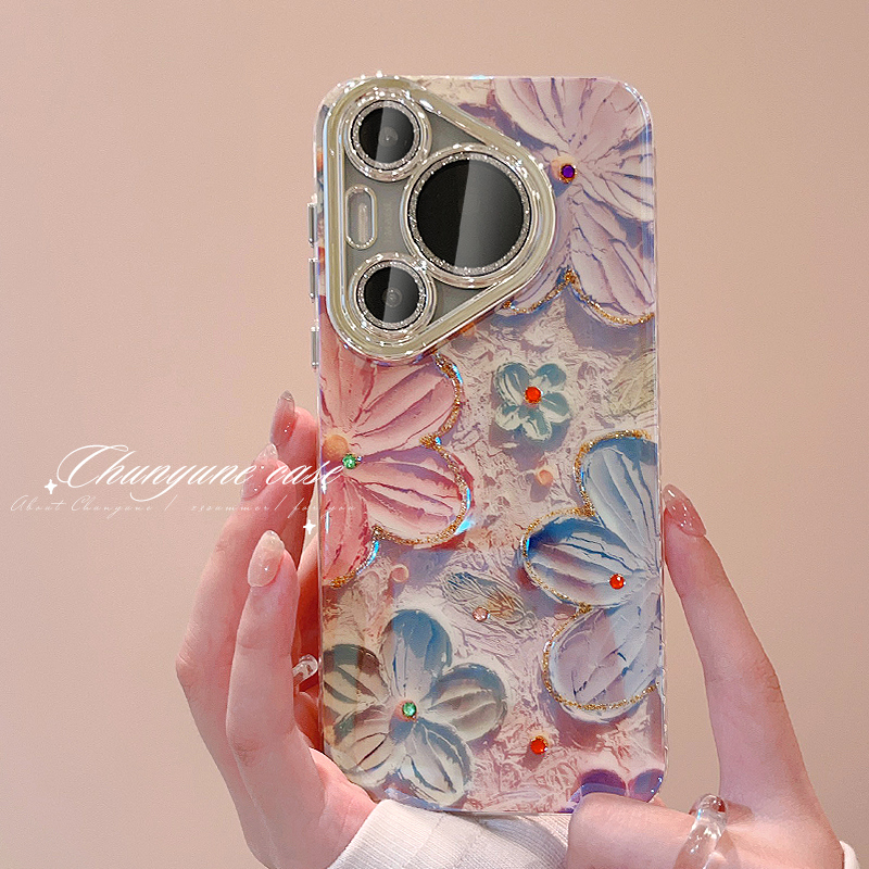 立体油画花朵手机壳硅胶带镜头膜